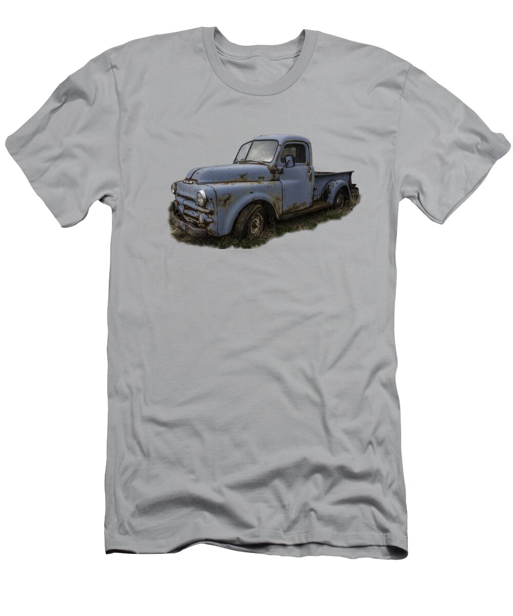 Abandoned T-Shirt featuring the photograph Big Blue Dodge Alone by Debra and Dave Vanderlaan