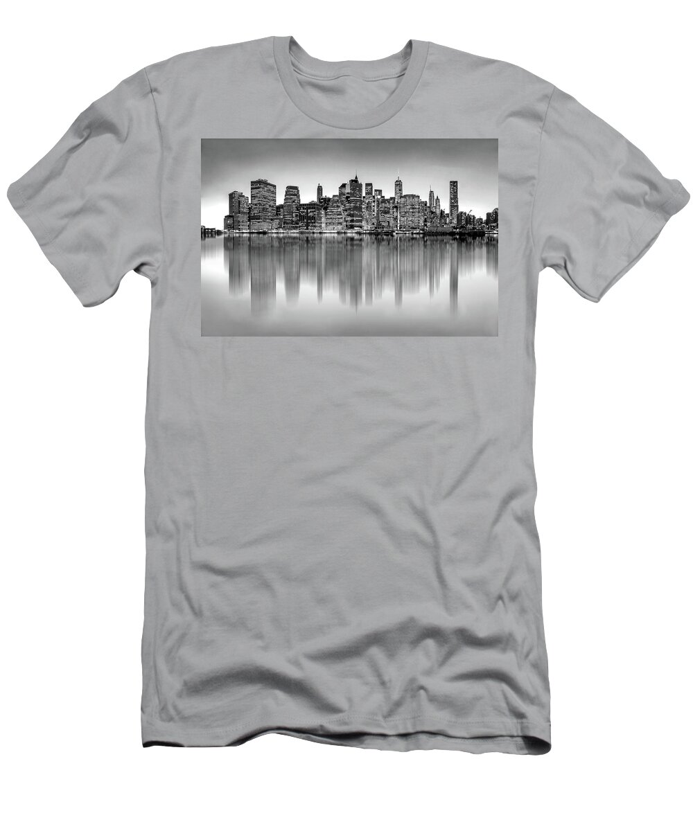 Manhattan Skyline T-Shirt featuring the photograph Big City Reflections by Az Jackson