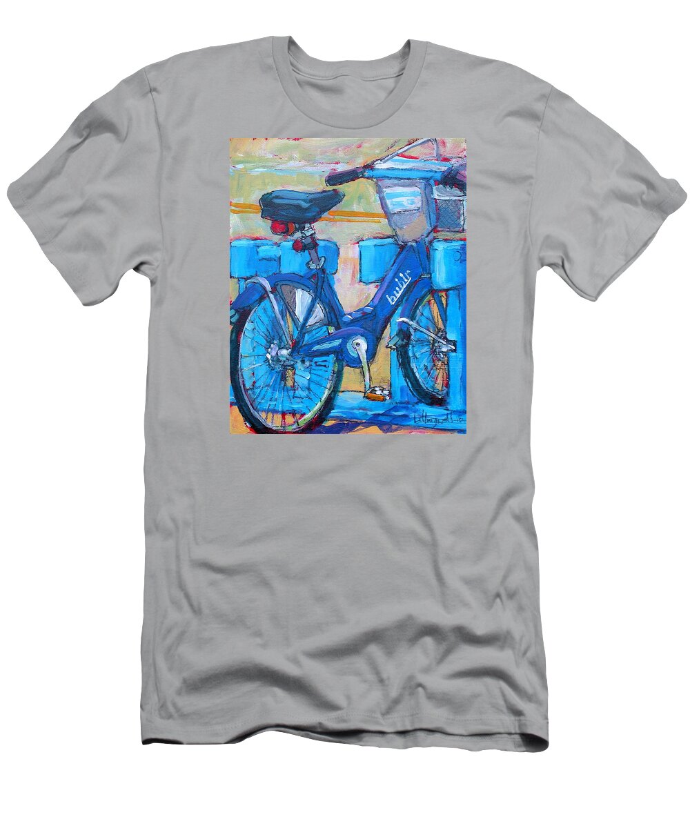 Bublr T-Shirt featuring the painting Bike Bubbler by Les Leffingwell