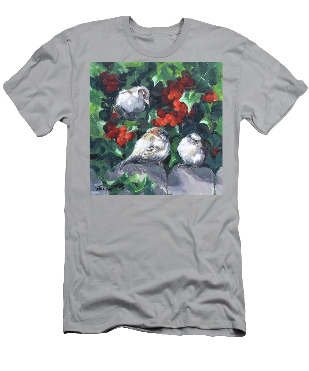 Birds T-Shirt featuring the painting Bird Watching by Karen Ilari