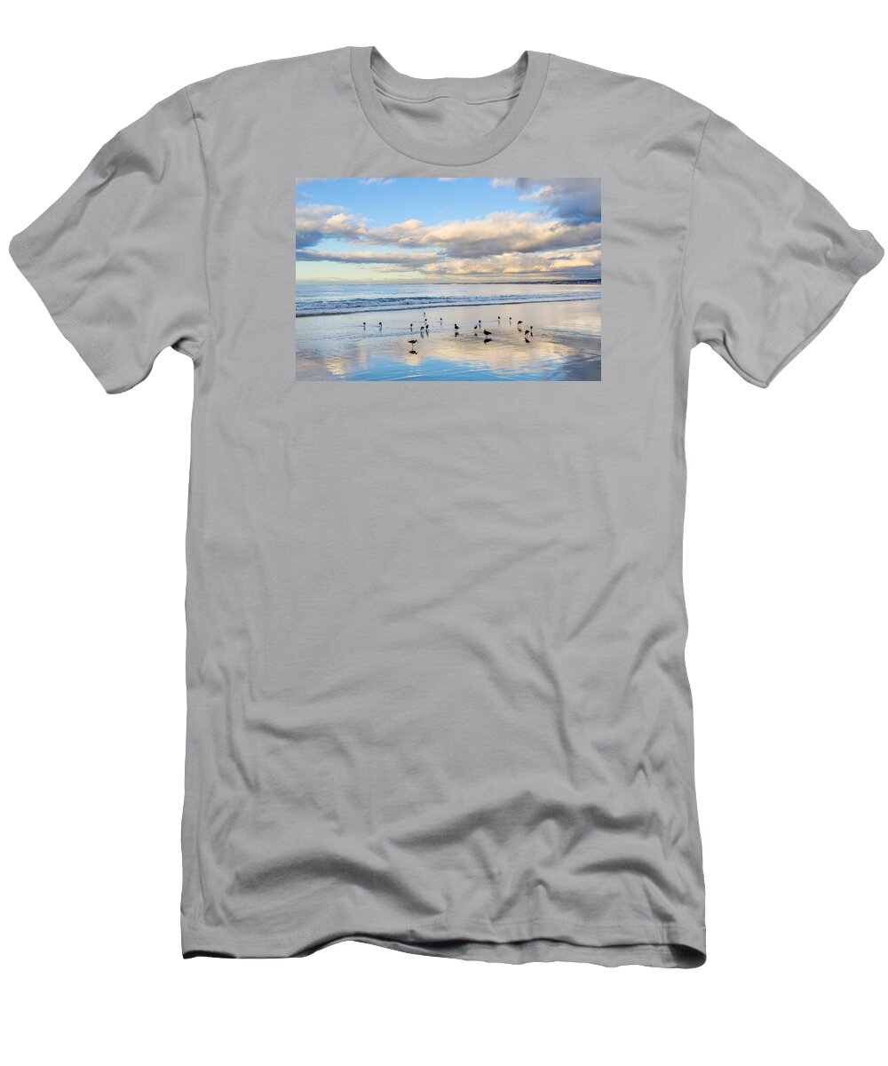 Birds T-Shirt featuring the photograph Birds on the Beach by Derek Dean
