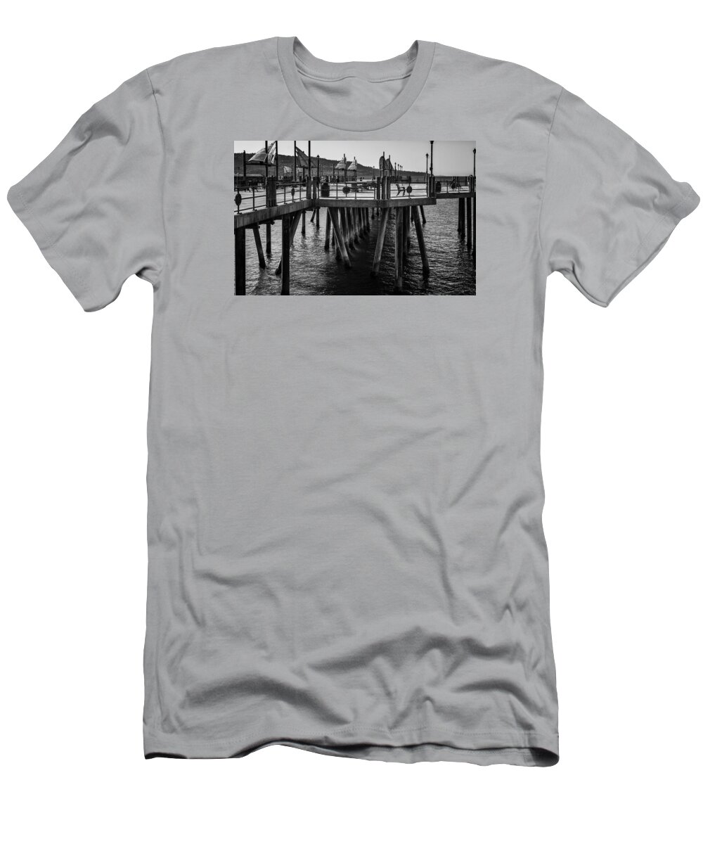 Pier T-Shirt featuring the photograph Black and White on the Pier by Michael Hope