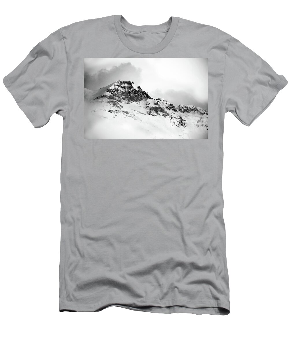 Black And White Snow Mountain - Landscape Photography Art T-Shirt