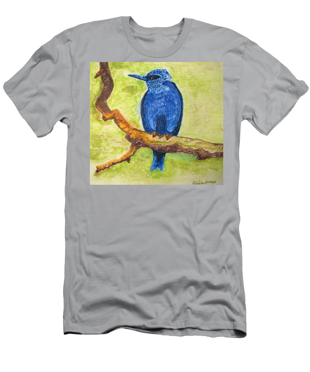 Birds T-Shirt featuring the painting Black as Blue Bird by Patricia Arroyo
