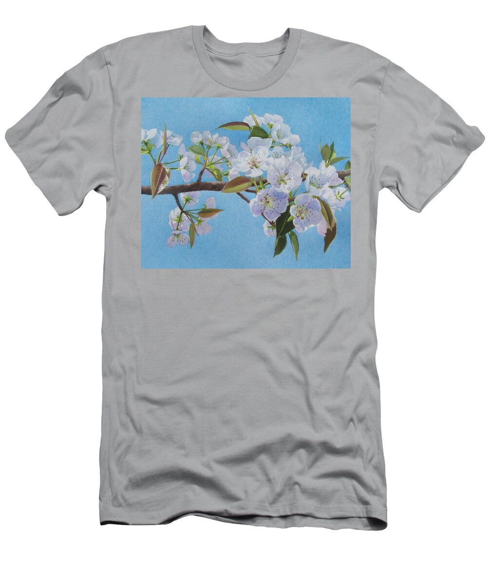 Blue T-Shirt featuring the mixed media Blossoms by Constance Drescher