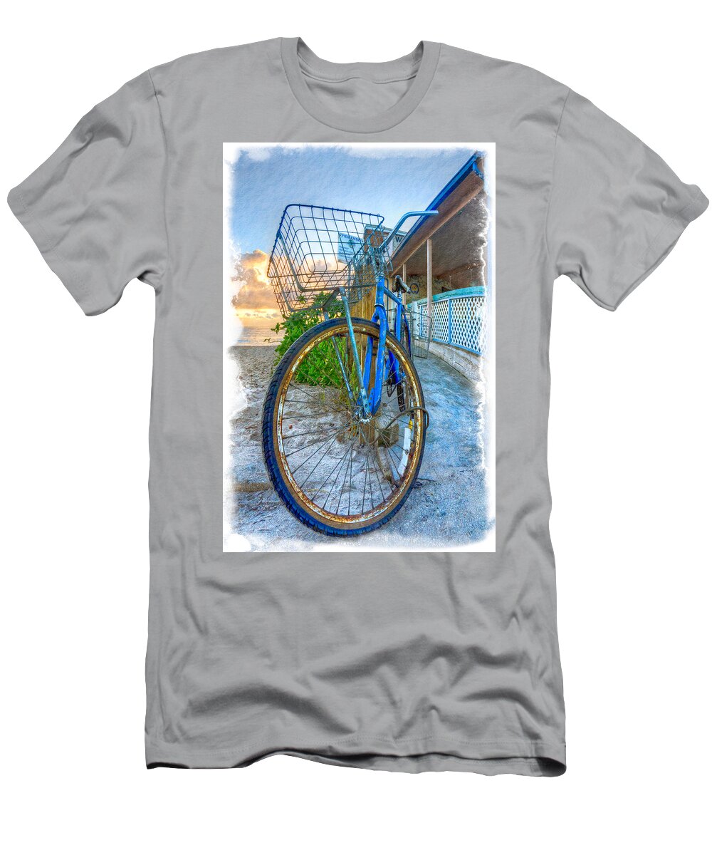 Clouds T-Shirt featuring the photograph Blue Bike by Debra and Dave Vanderlaan