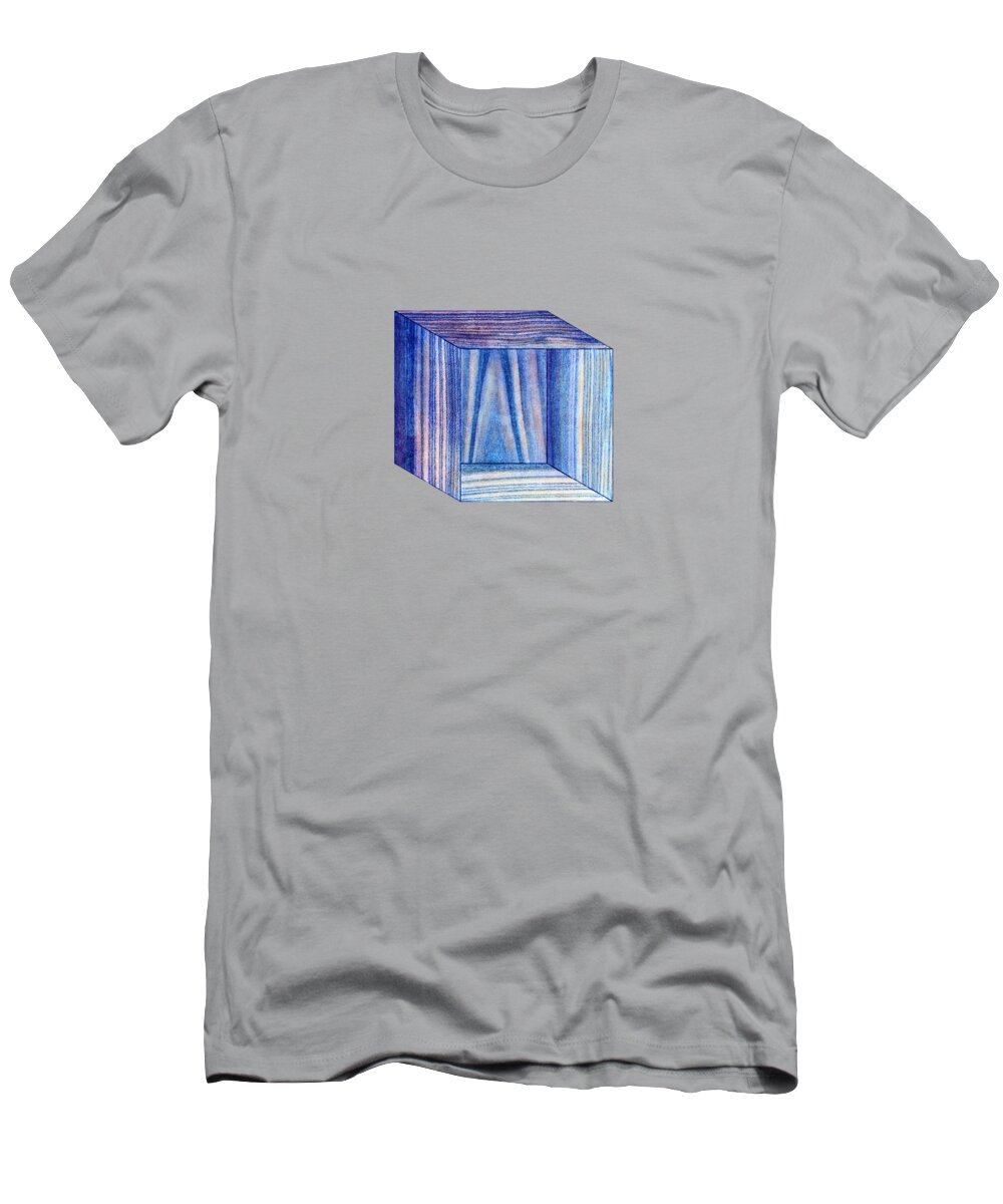Block T-Shirt featuring the photograph Blue Box Sitting by YoPedro