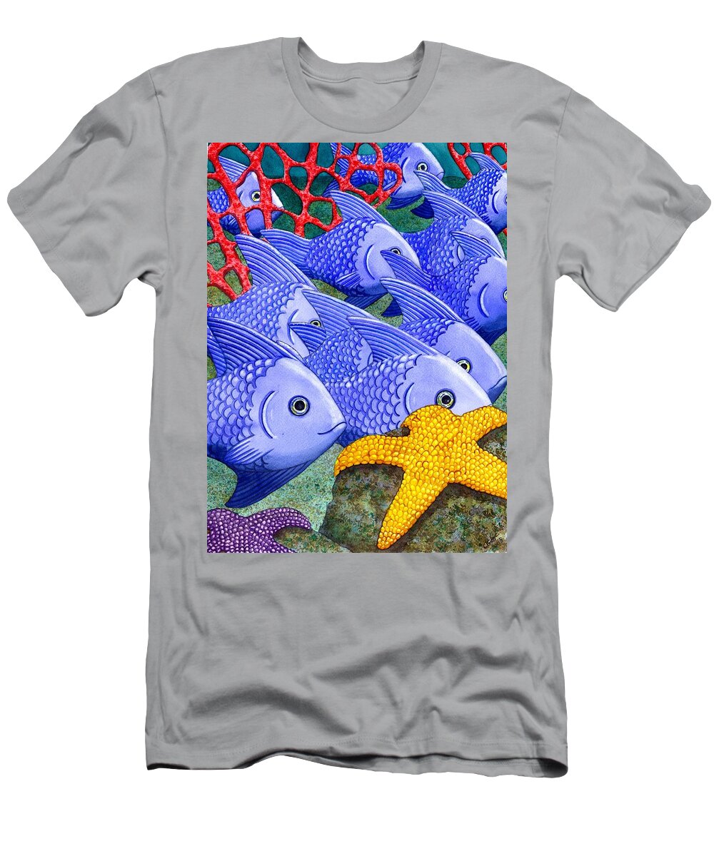 Fish T-Shirt featuring the painting Blue Fish by Catherine G McElroy