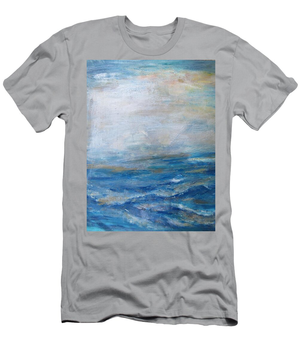Ocean T-Shirt featuring the painting Blue Ocean by Denice Palanuk Wilson
