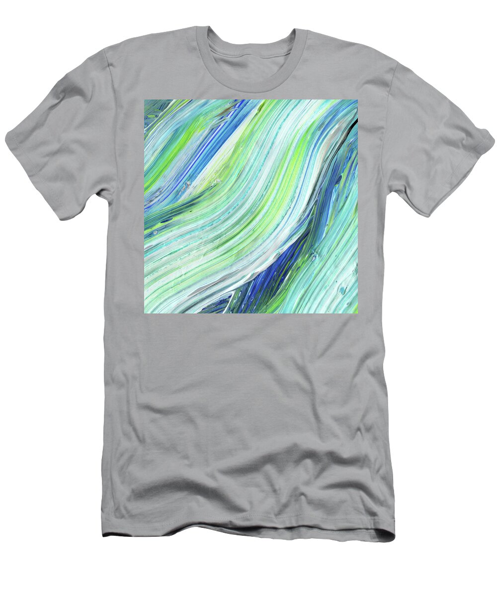 Abstract T-Shirt featuring the painting Blue Wave Abstract Art for Interior Decor IV by Irina Sztukowski