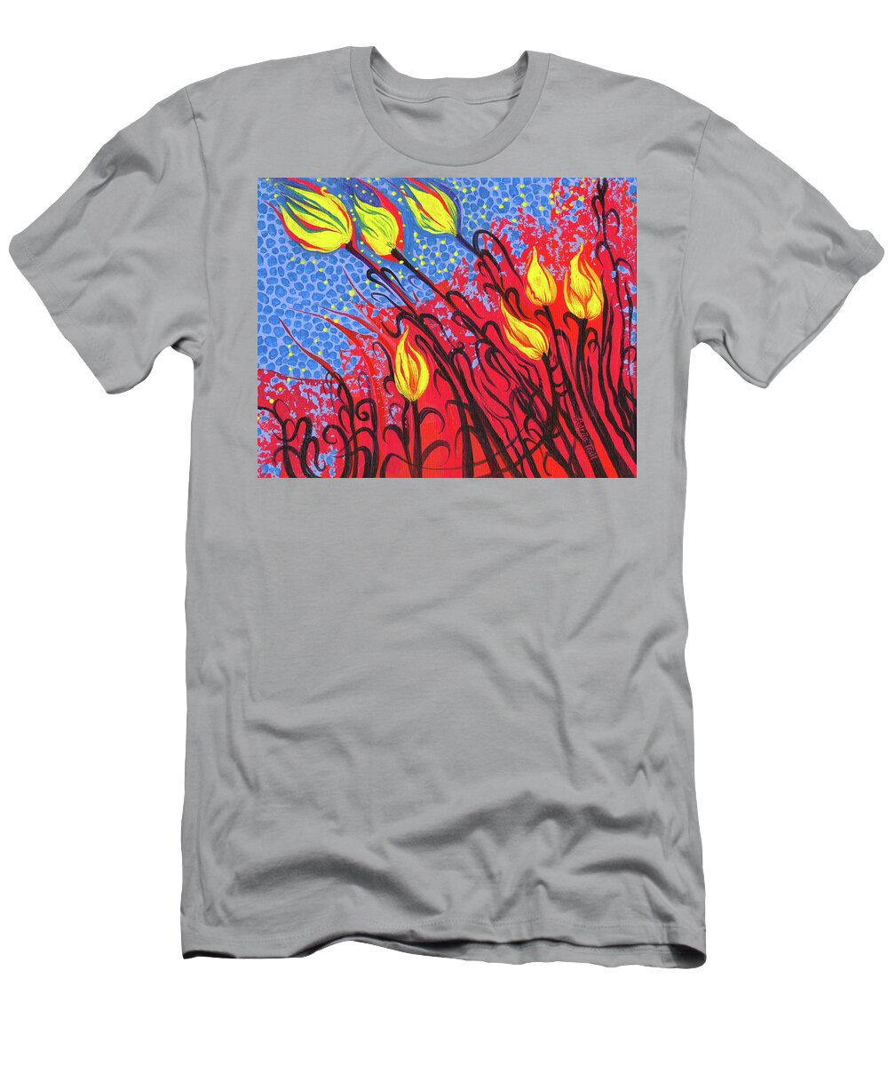 Adria Trail T-Shirt featuring the painting Bold Tulips by Adria Trail