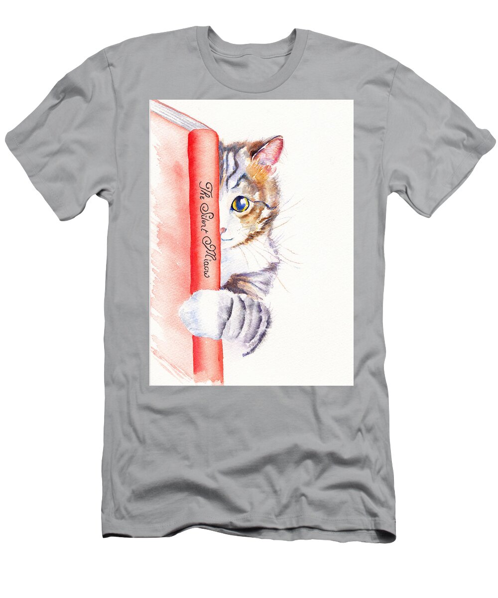Cats T-Shirt featuring the painting Book Interrupted by Debra Hall