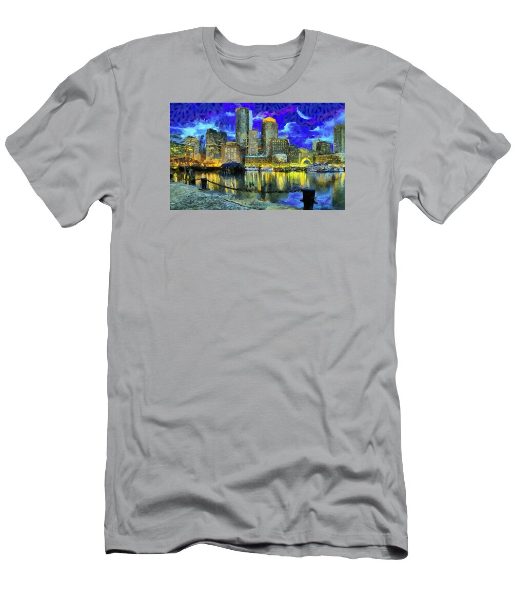 Boston T-Shirt featuring the digital art Boston 1 by Caito Junqueira