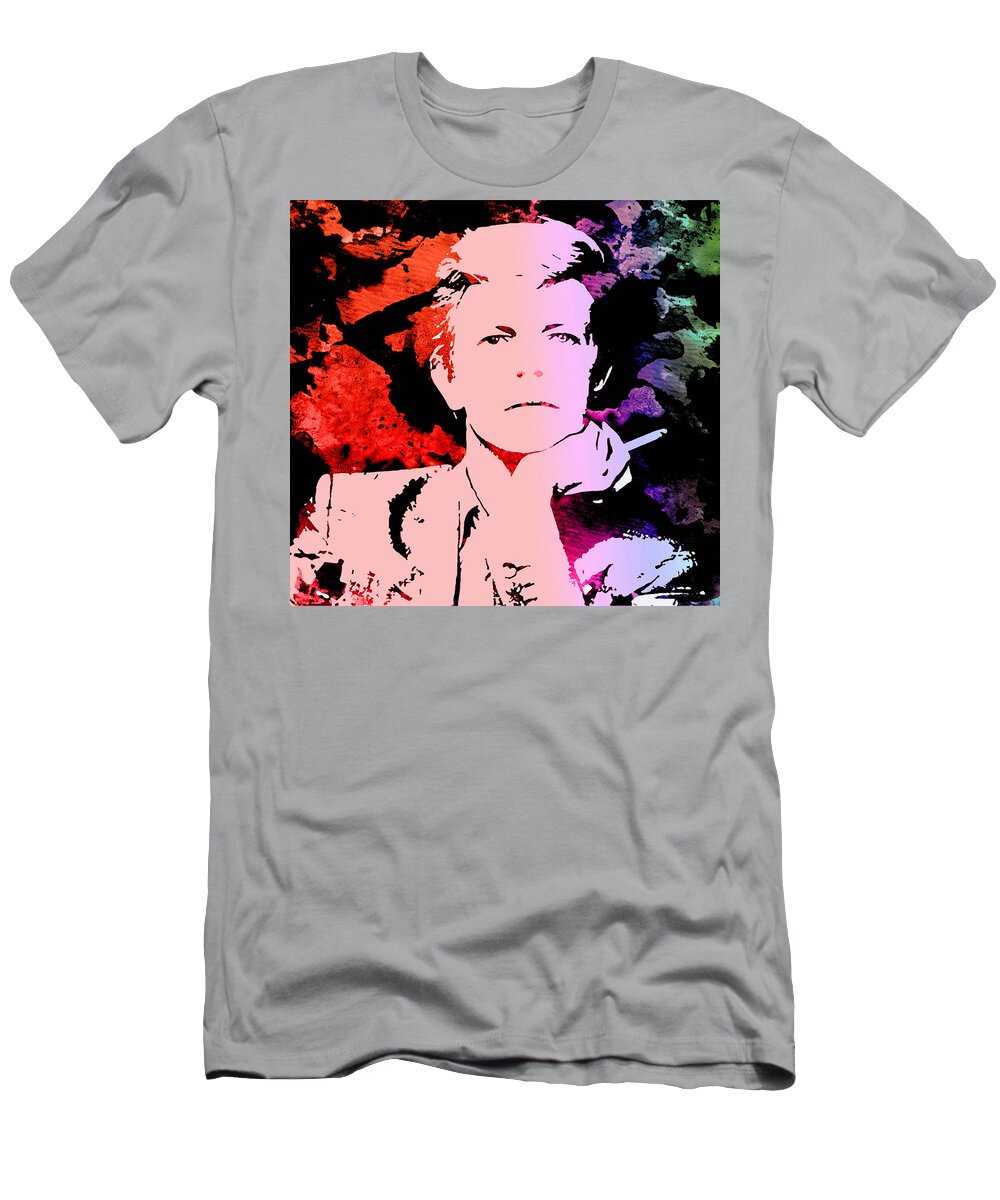 David T-Shirt featuring the painting Bowie Alive in Color by Robert R Splashy Art Abstract Paintings