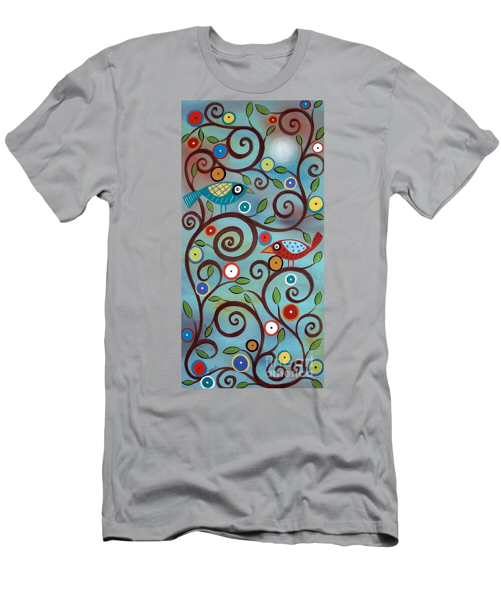 Birds T-Shirt featuring the painting Branch Birds by Karla Gerard