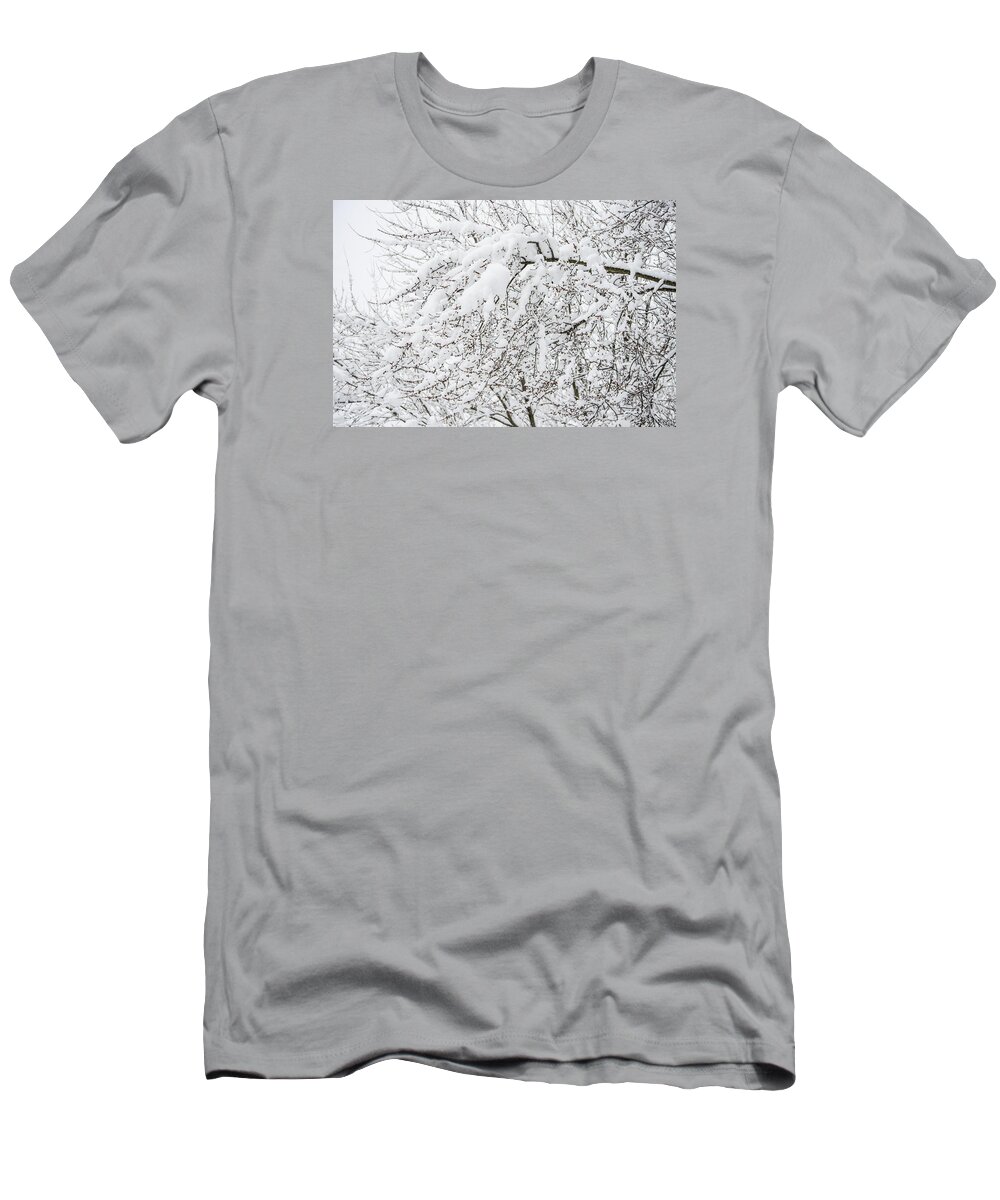 Snow T-Shirt featuring the photograph Branches Weighted With Snow by Deborah Smolinske