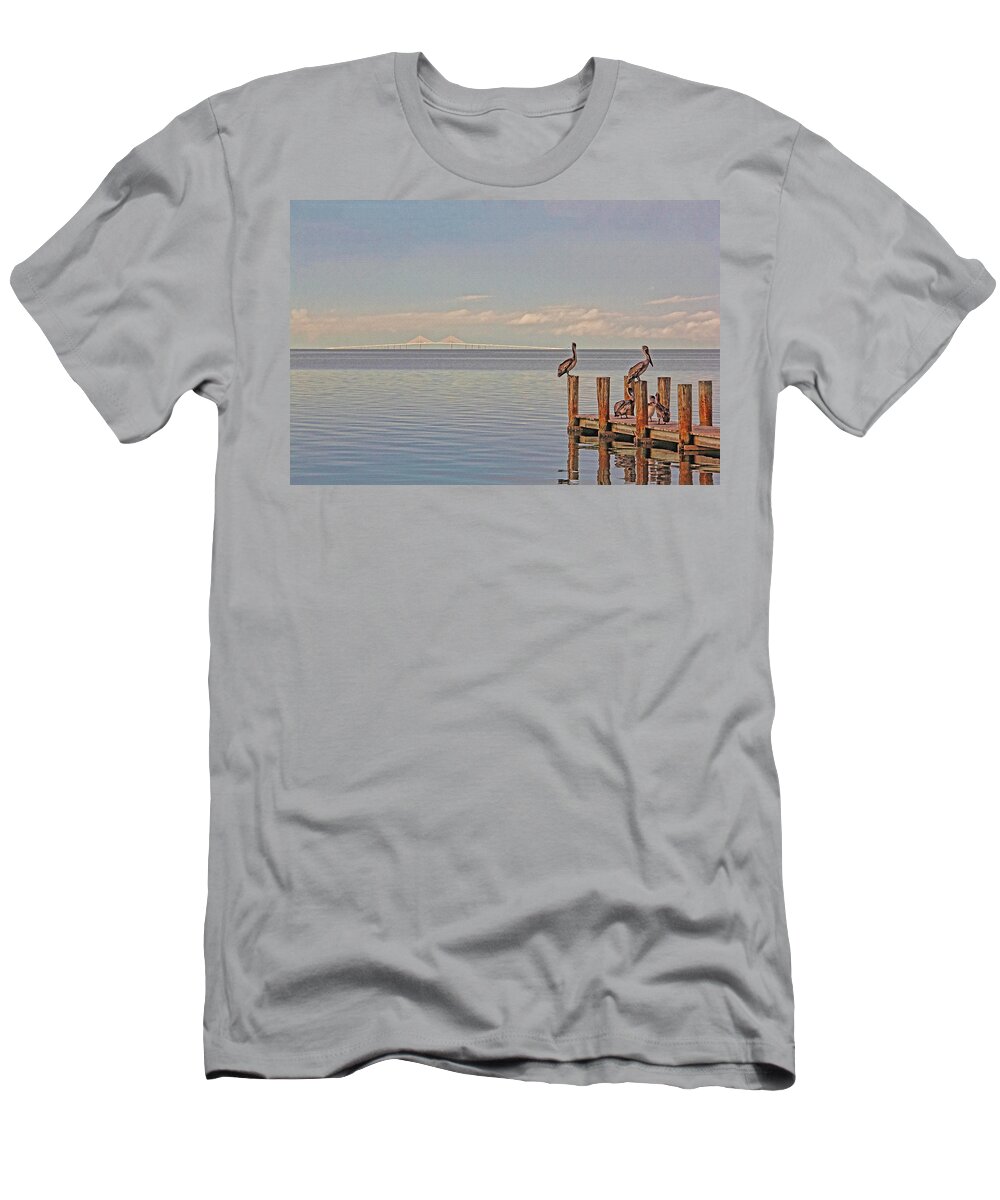 Sunshine Skyway Bridge T-Shirt featuring the photograph Brown Pelican Five by HH Photography of Florida
