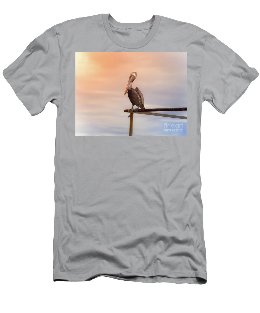 Animal T-Shirt featuring the photograph Brown Pelican Sunset by Robert Frederick