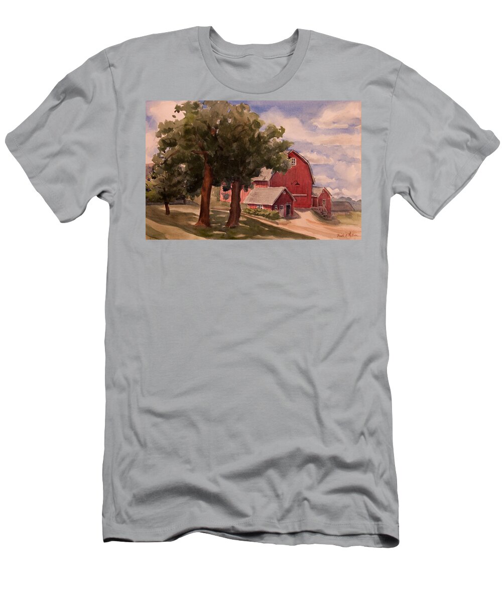Barn T-Shirt featuring the painting Bruentrump Barn by Heidi E Nelson