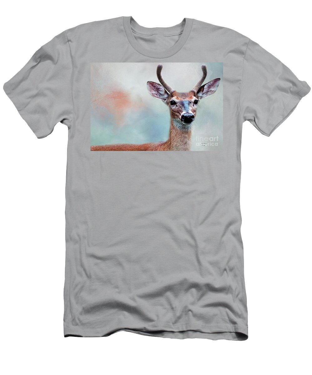 Deer T-Shirt featuring the photograph Buck Deer Portrait by DB Hayes