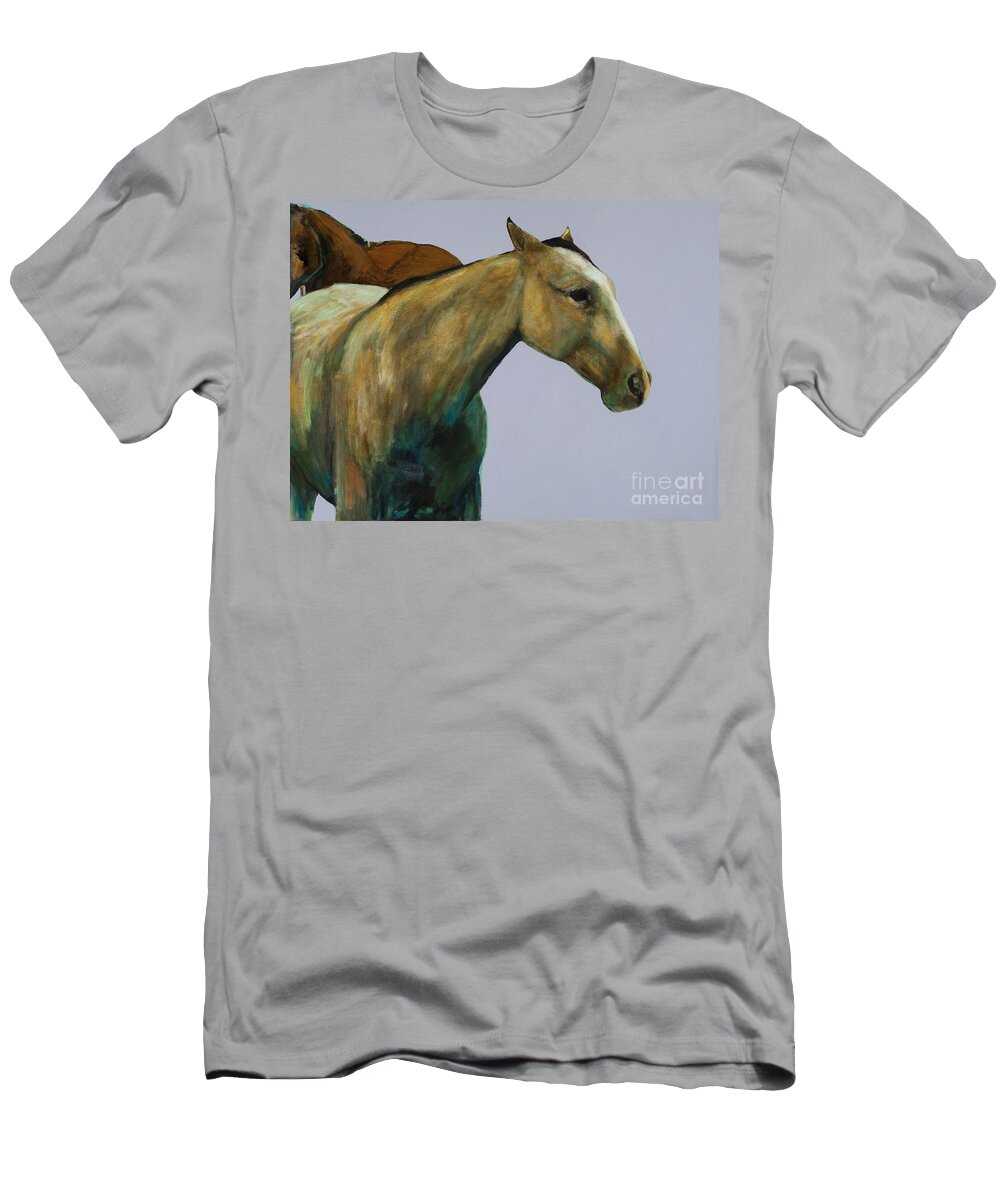 Equine Art T-Shirt featuring the painting Buckskin by Frances Marino
