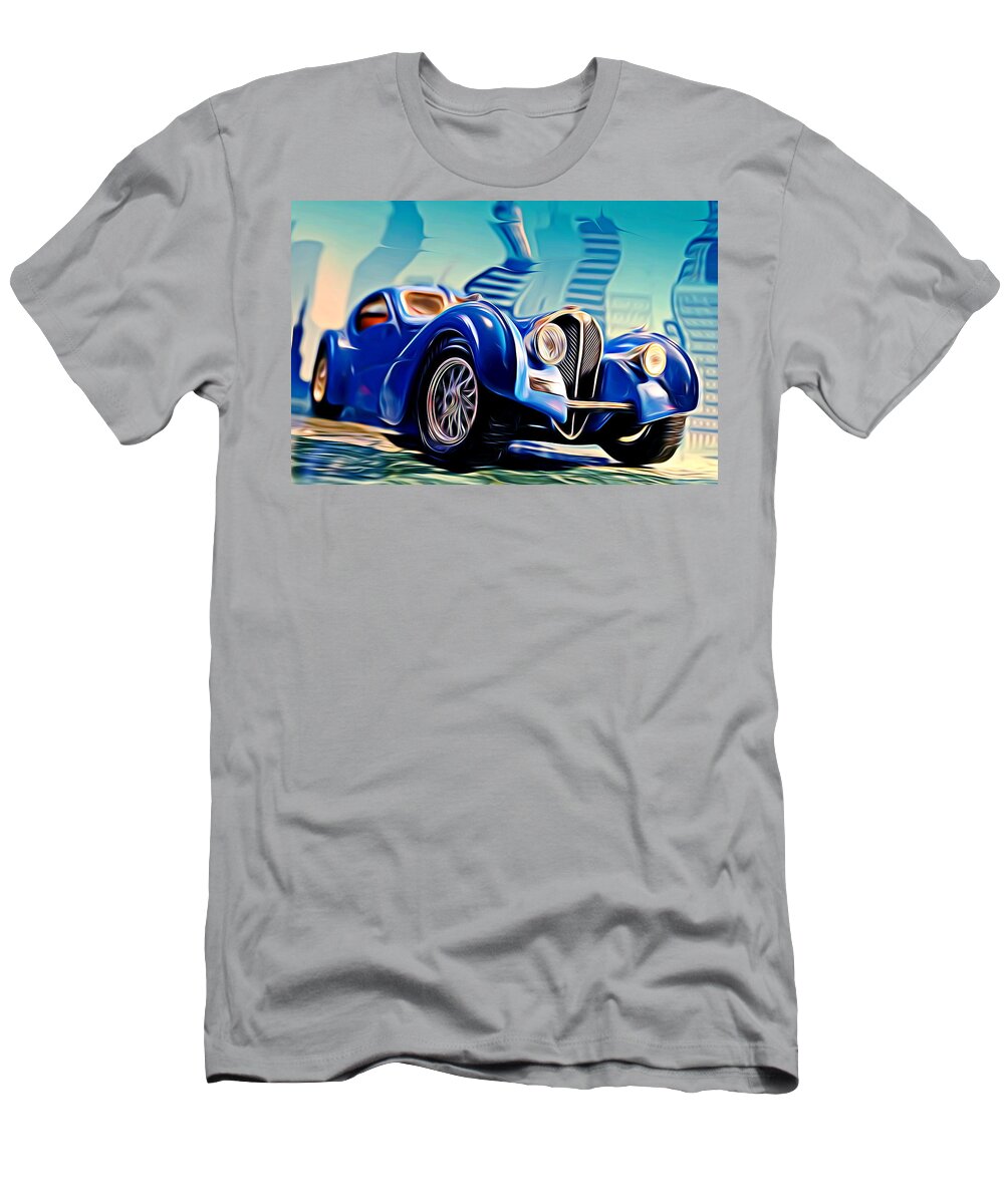 Bugatti Type 57 blue T-Shirt by Jean-Louis Glineur alias DeVerviers - Fine  Art America | T-Shirts
