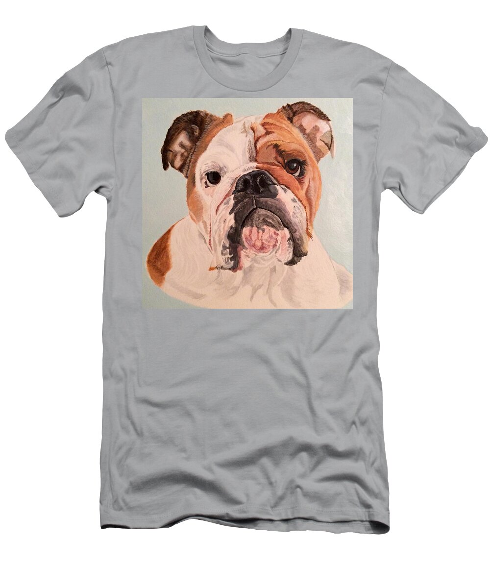 Bulldog T-Shirt featuring the painting Bulldog Beauty by Sonja Jones