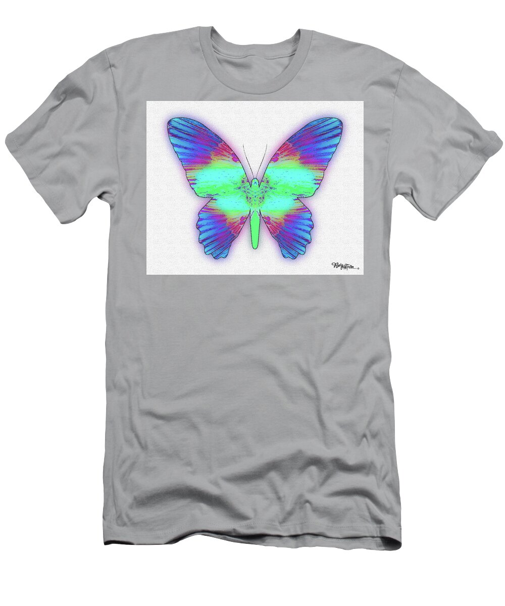 Butterfly T-Shirt featuring the digital art Butterfly Poise #024 by Barbara Tristan