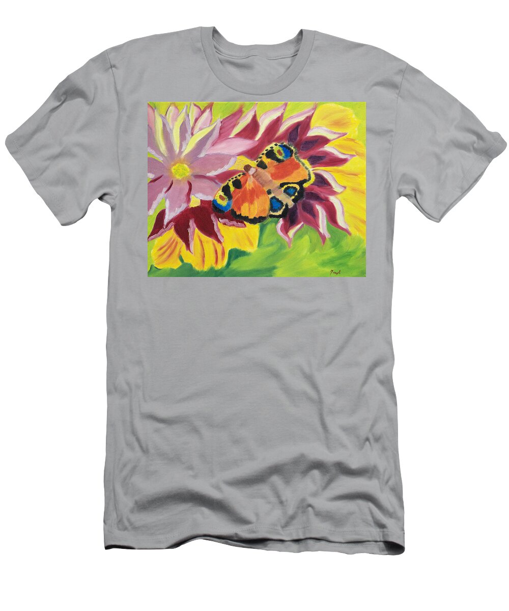 Butterfly T-Shirt featuring the painting Spring Fever by Meryl Goudey