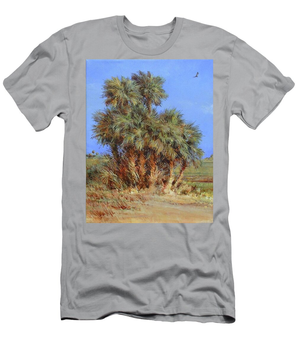 Florida T-Shirt featuring the painting Cabbage Palms in the Dry Season by Ronald Shelley