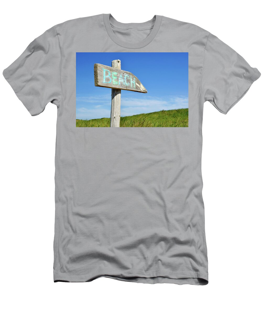 Cape Cod T-Shirt featuring the photograph Cape Cod Beach Sign by Luke Moore