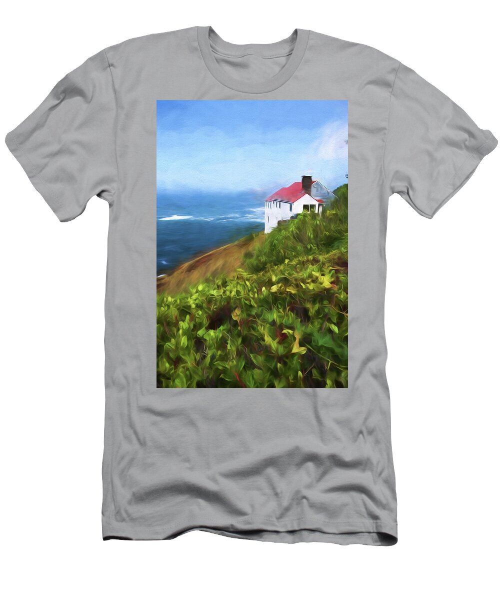 Painterly T-Shirt featuring the painting Cape Foulweather by Bonnie Bruno
