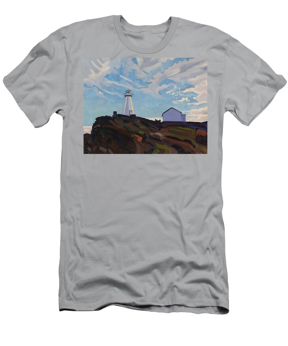 888 T-Shirt featuring the painting Cape Spear Light by Phil Chadwick