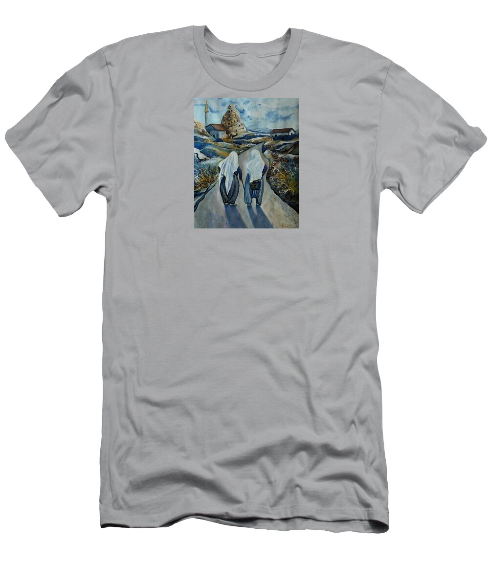 Travel Impressions T-Shirt featuring the painting Cappadocia Impressions. Old Friends by Anna Duyunova