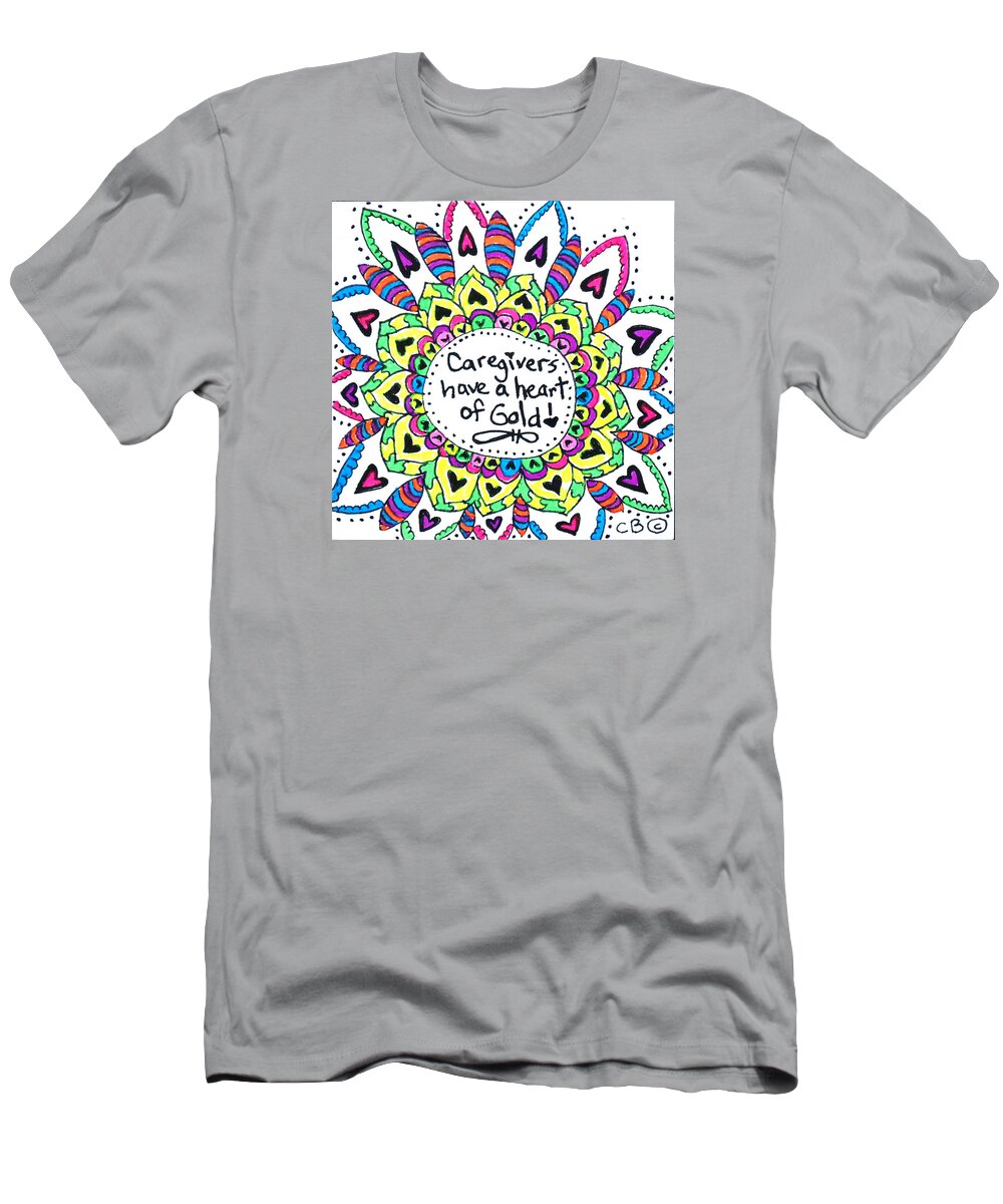 Caregiver T-Shirt featuring the drawing Caregiver Flower by Carole Brecht