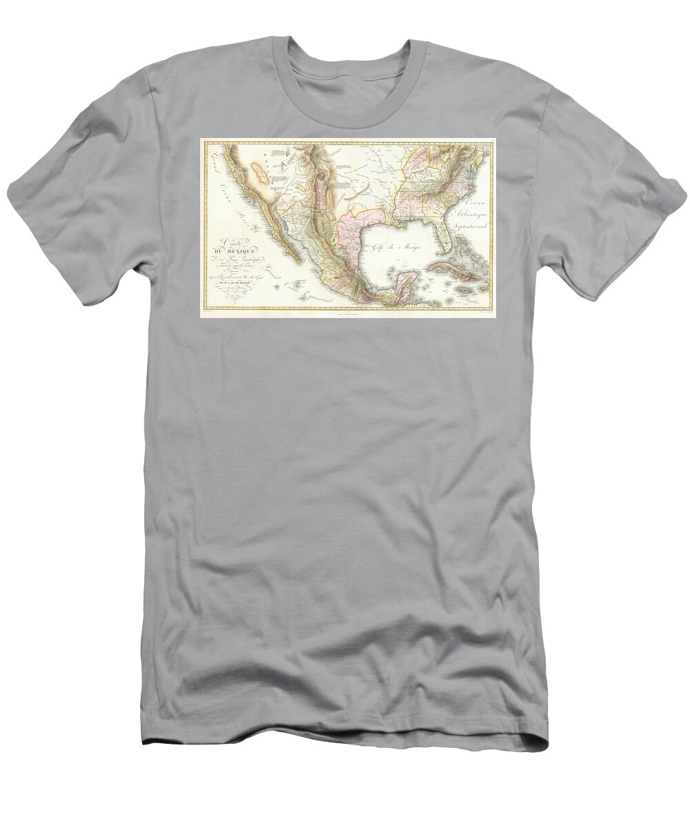 Map T-Shirt featuring the digital art Carte du Mexique 1811 by Texas Map Store