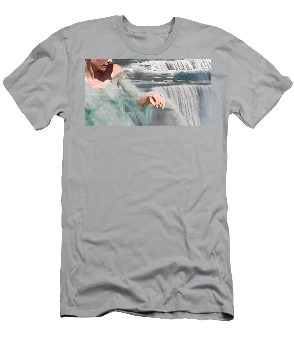  Waterscape T-Shirt featuring the digital art Cascade by Steve Karol