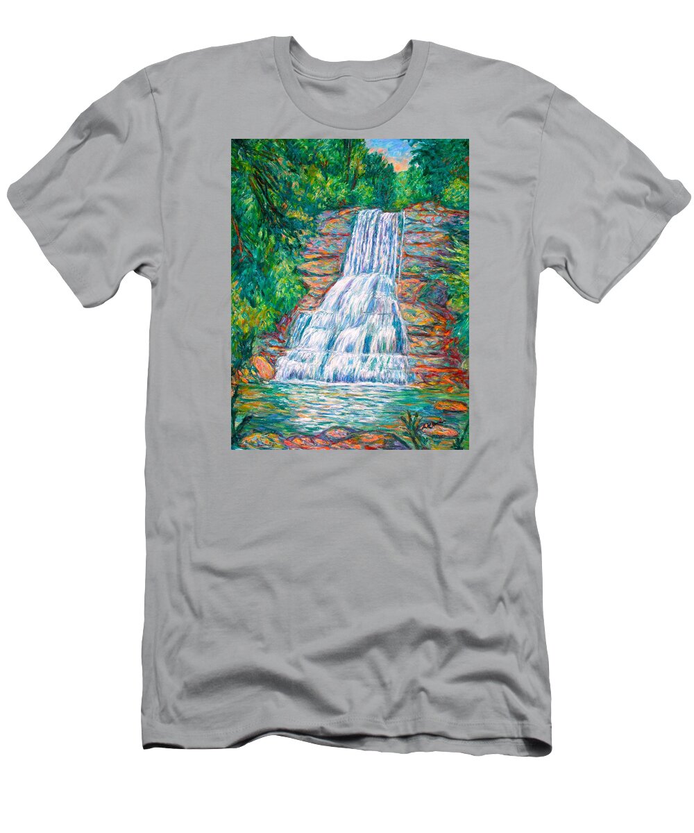 Cascades T-Shirt featuring the painting Cascades in Giles County by Kendall Kessler