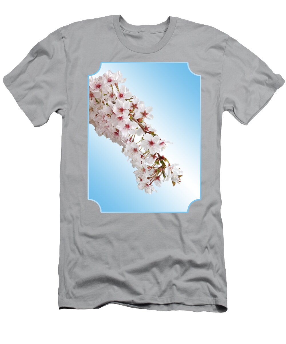White Cherry Blossom T-Shirt featuring the photograph Cascading Cherry Blossom by Gill Billington