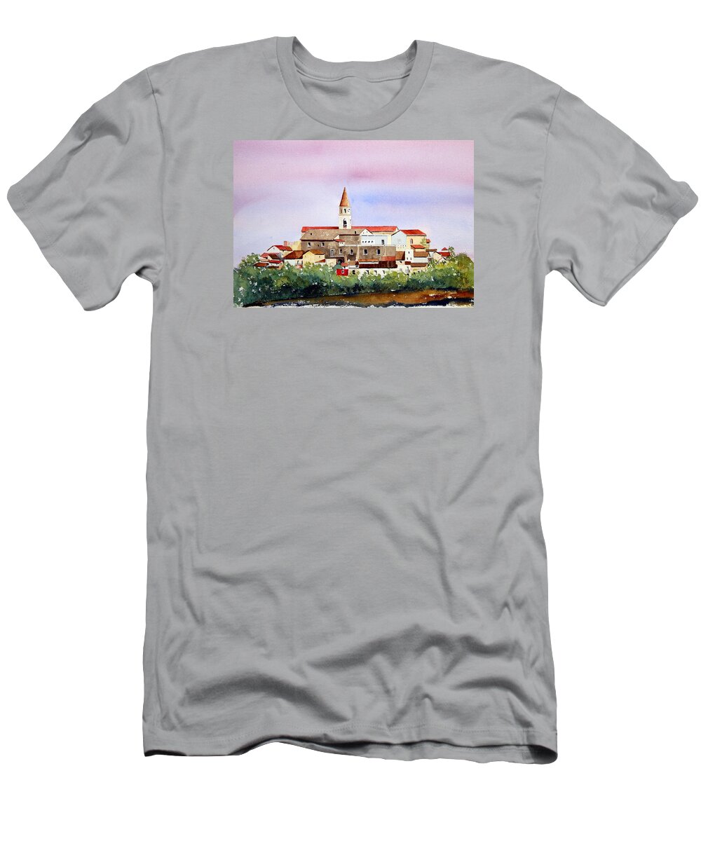 Italian Village T-Shirt featuring the painting Castelnuovo della Daunia by William Renzulli