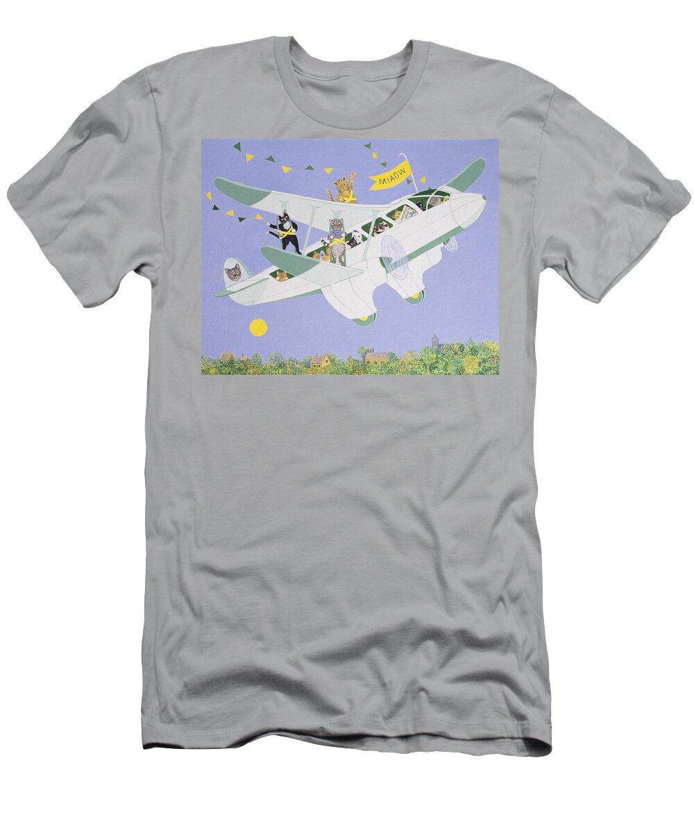 Cat T-Shirt featuring the painting Cat Air Show by Pat Scott
