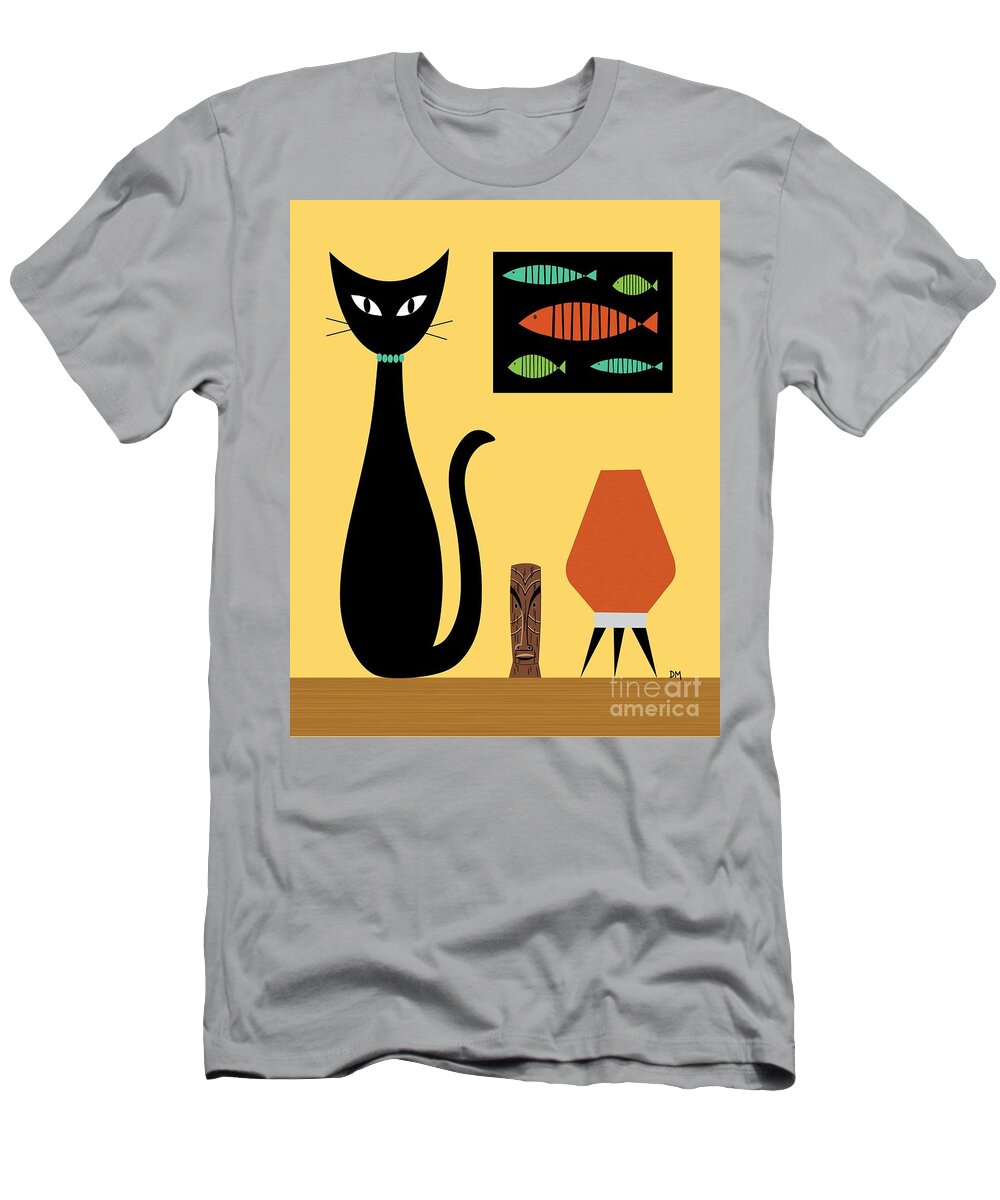 Cat T-Shirt featuring the digital art Cat on Tabletop 3 by Donna Mibus