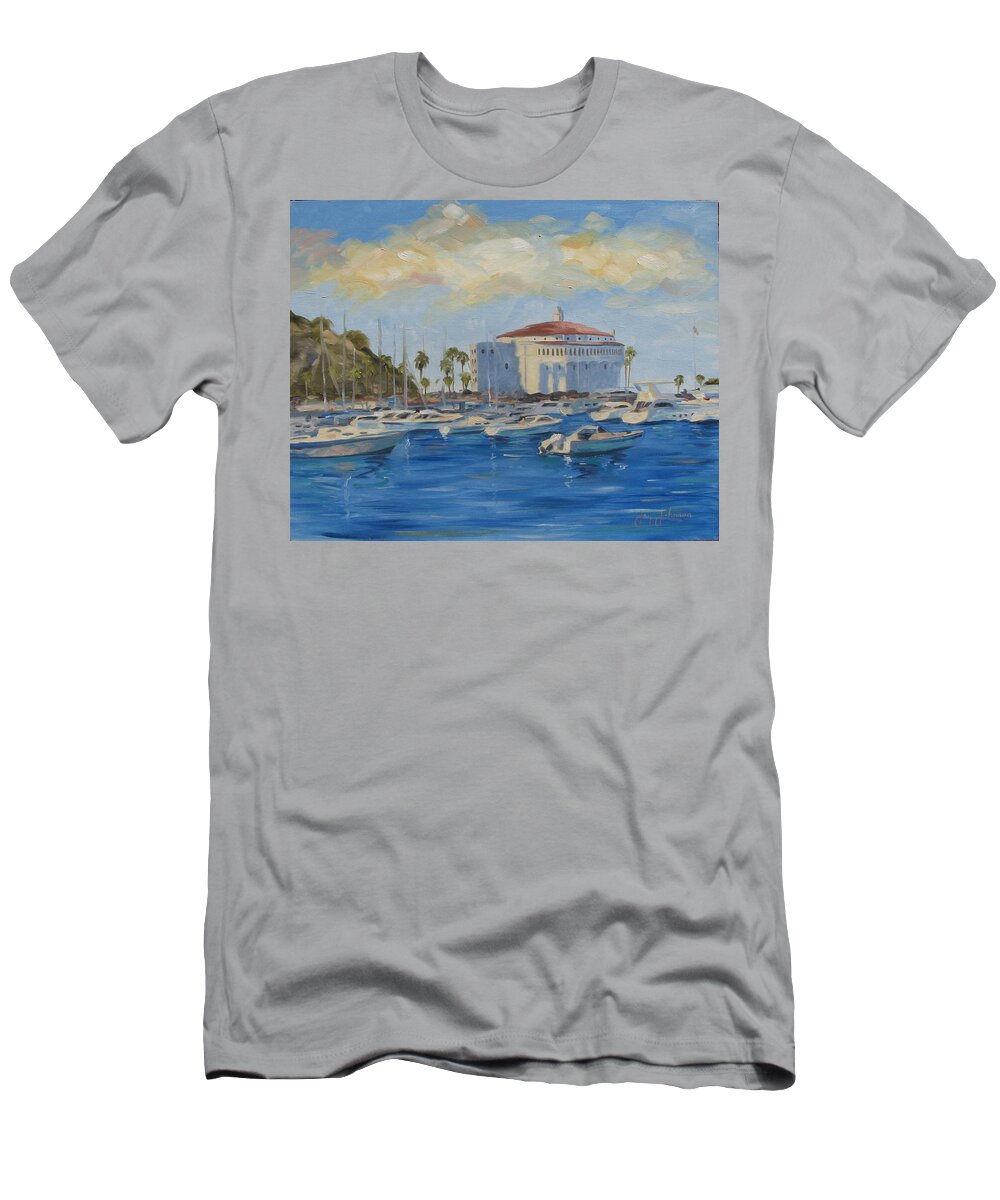 California T-Shirt featuring the painting Catallina Casino by Jay Johnson