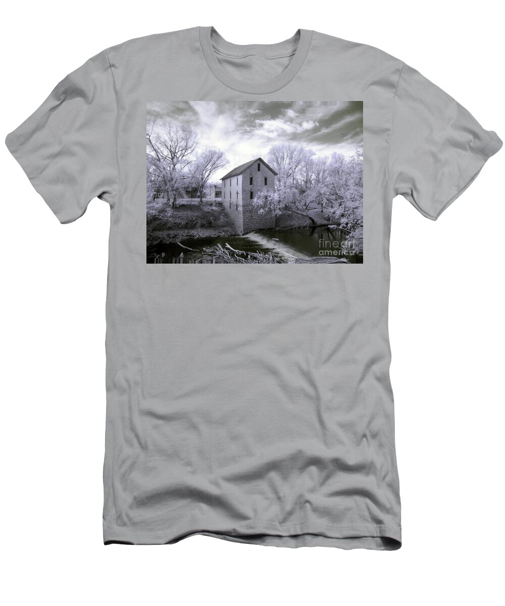 Crystal_nederman T-Shirt featuring the photograph Cedar Point Mill in Infrared by Crystal Nederman
