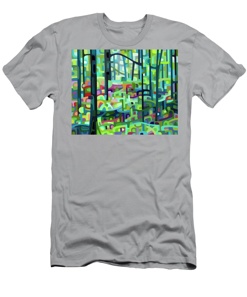 Green Forest T-Shirt featuring the painting Celdaon Morning by Mandy Budan