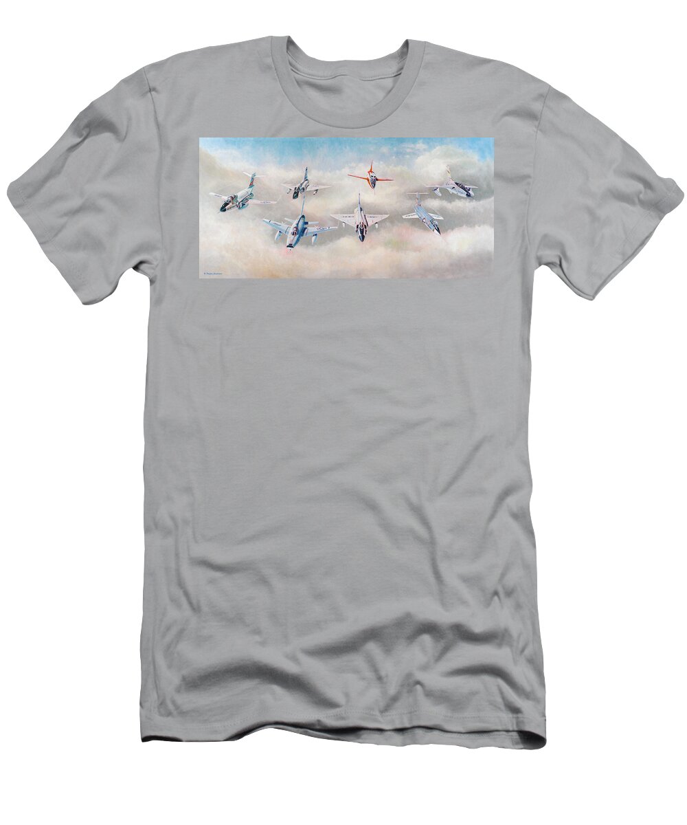 Aviation T-Shirt featuring the painting Century Series Fantasy Formation II by Douglas Castleman