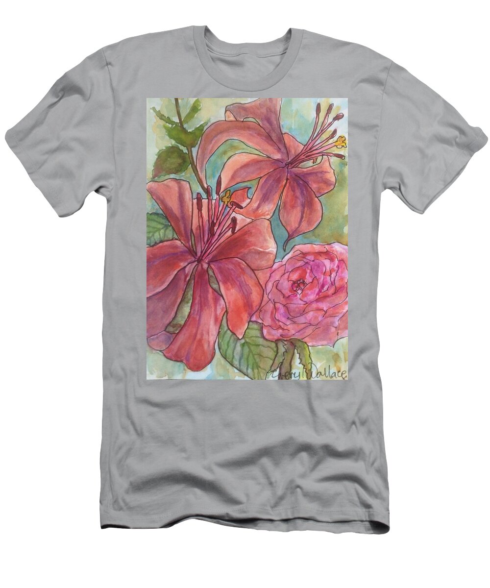 Flowers T-Shirt featuring the painting Chanson des Fleurs by Cheryl Wallace