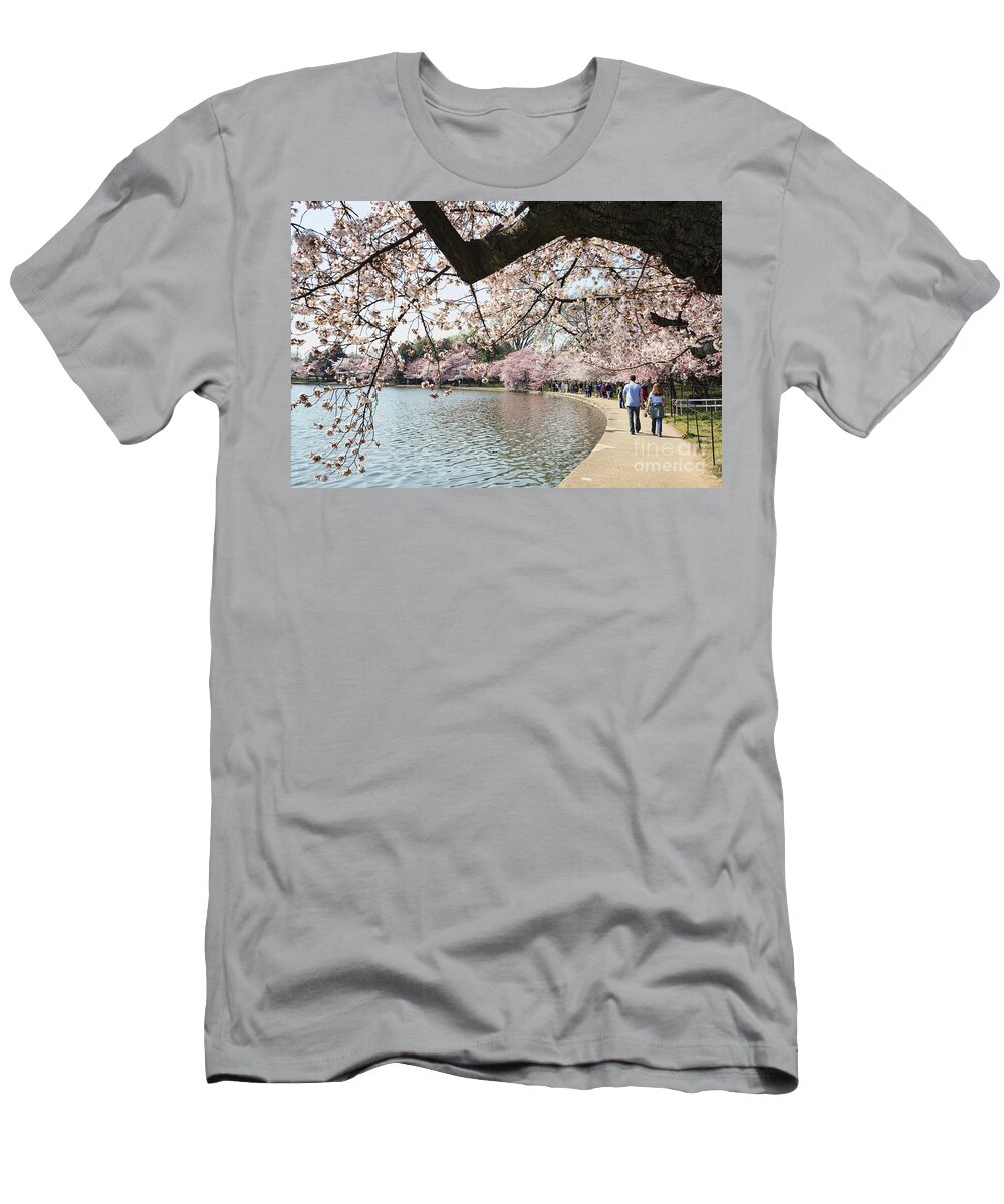 Cherry Blossoms T-Shirt featuring the photograph Cherry Blossom Stroll Around the Tidal Basin by William Kuta