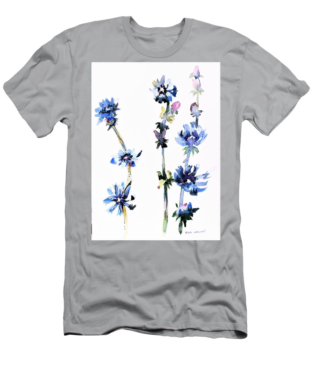 Chicory T-Shirt featuring the painting Chicory by Mindy Newman
