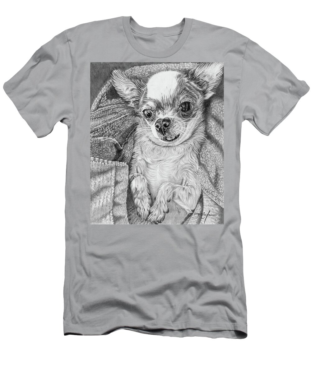 Chihuahua T-Shirt featuring the drawing Chihuahua by Dan Menta